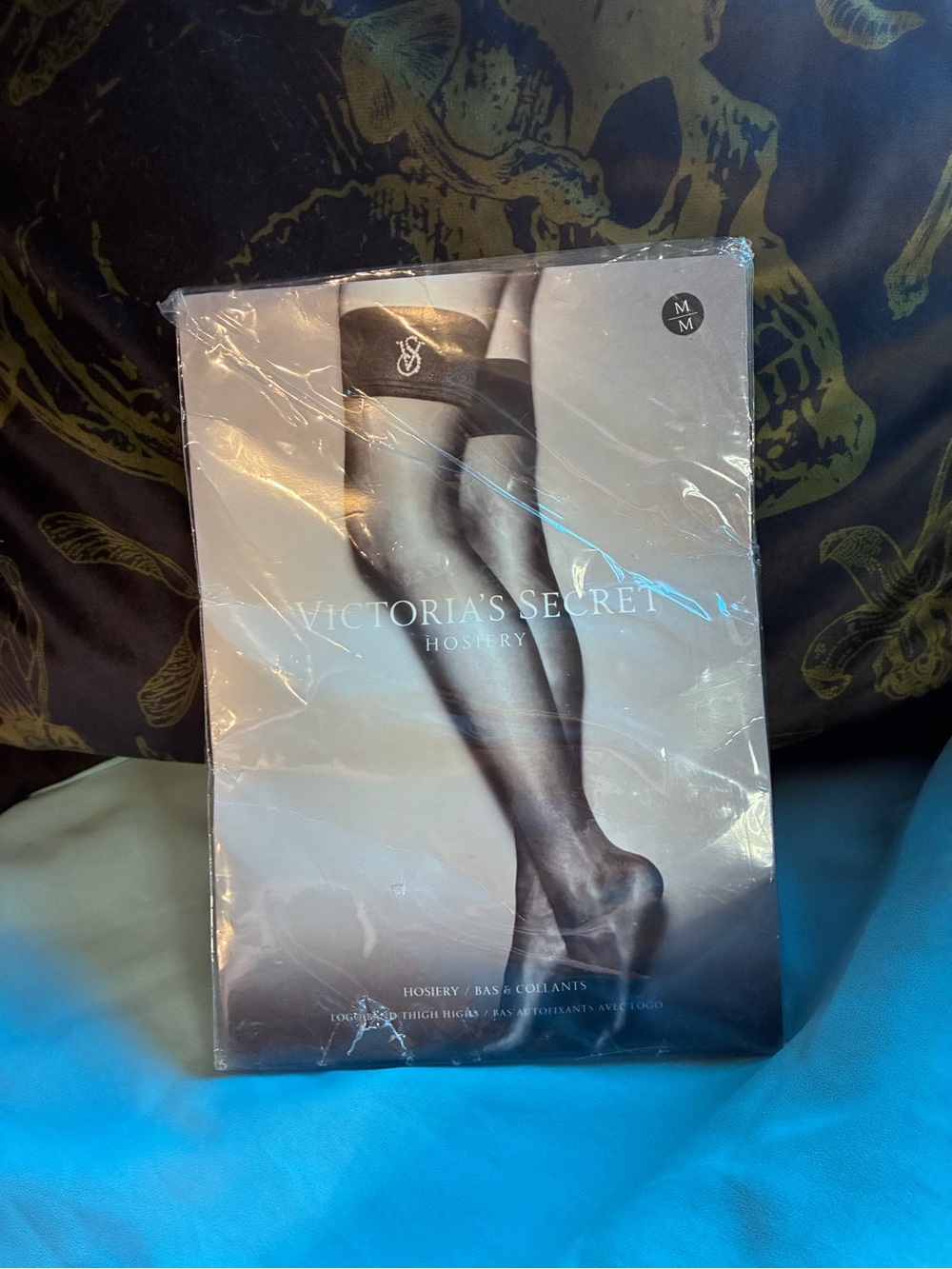 Victoria’s Secret Black Logo Band Thigh High 20 Denier Silicone Stay up Size M